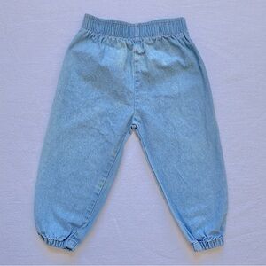 Basic Editions Vintage 100% Cotton Light Wash Denim Jeans with Elastic Waist 24M